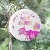 T-Rex Pink Party Asaurus Cute Dinosaur Birthday Ronde Button 3,2 Cm