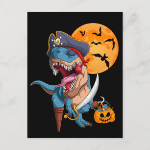 T-Rex Pirate Trick Arr Treat Halloween Dinosaur Briefkaart