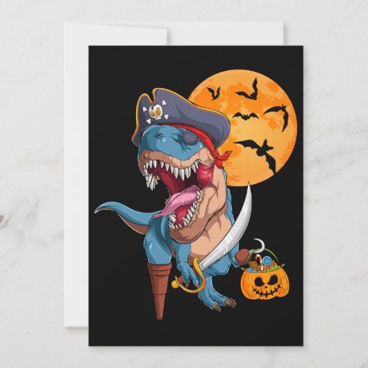 T-Rex Pirate Trick Arr Treat Halloween Dinosaur Kaart (Voorkant)