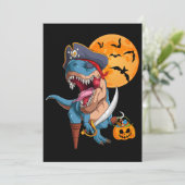 T-Rex Pirate Trick Arr Treat Halloween Dinosaur Kaart (Staand voorkant)