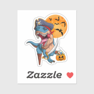 T-Rex Pirate Trick Arr Treat Halloween Dinosaur Sticker