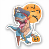T-Rex Pirate Trick Arr Treat Halloween Dinosaur Sticker (Voorkant)