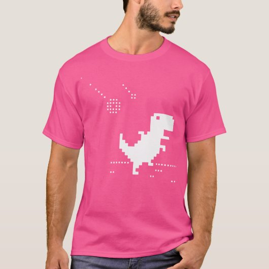 T-Rex Pixel Art Geek Offline Meteoriet Nerd T-shirt (Voorkant)