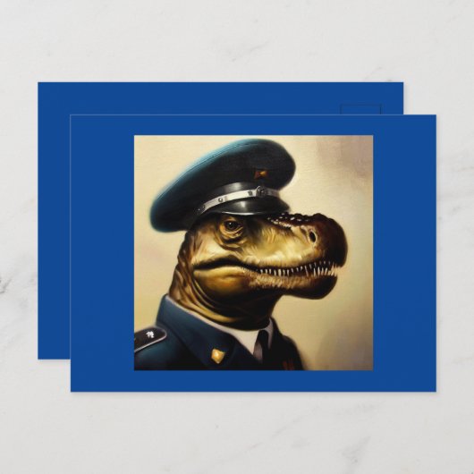 T Rex Politieman Briefkaart (Voorkant / Achterkant)