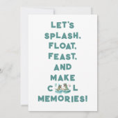 T-Rex Pool Party Uitnodiging Verjaardag (Achterkant)