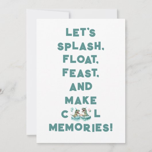 T-Rex Pool Party Uitnodiging Verjaardag (Achterkant)