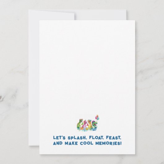 T-Rex Pool Party Uitnodiging Verjaardag (Achterkant)