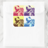 T-Rex Pop Art Vierkante Sticker (Tas)