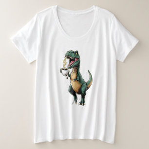 T-Rex probeert koffie te pakken met kleine armen. Grote Maat T-shirt