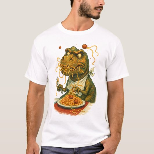T-Rex probeert spaghetti te eten T-shirt (Voorkant)