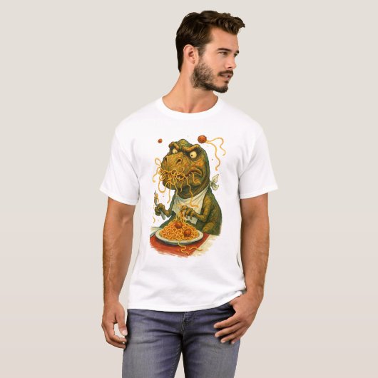 T-Rex probeert spaghetti te eten T-shirt (Voorkant volledig)