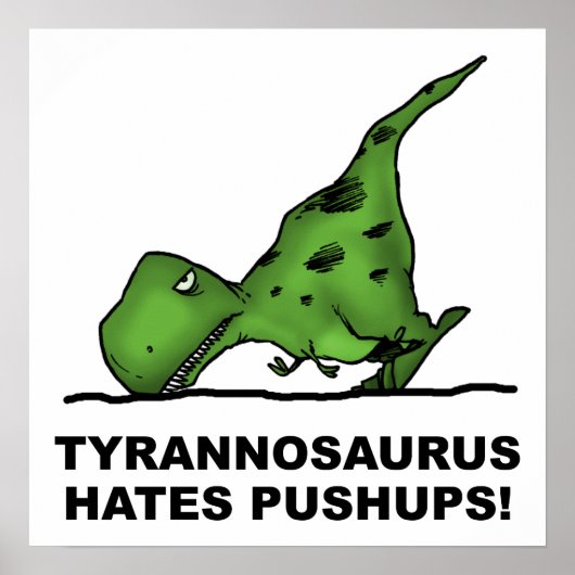 T-Rex Push-ups Grappige Poster (Voorkant)