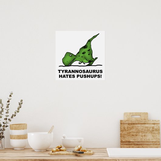 T-Rex Pushups Funny Poster (Keuken)