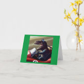 T Rex Racecar Kaart (Gele Bloem)