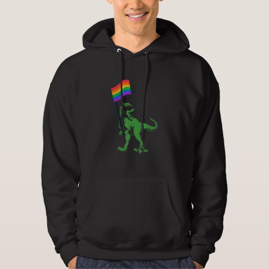 T Rex Rainbow Flag Lgbtq Pride Lgbt Gay Transgende Hoodie (Voorkant)