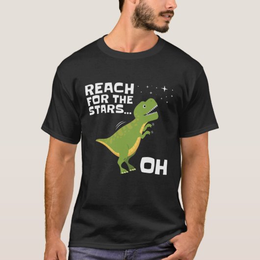 T-Rex Reach voor de Stars Funny Short Arms T-shirt (Voorkant)