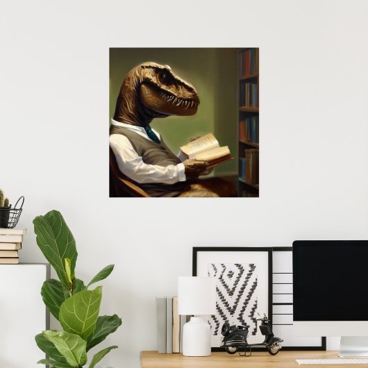 T Rex Reading Poster (Thuiskantoor)