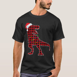 T Rex Red Pset Buffalo Dinosaur kerstpyjama T-shirt