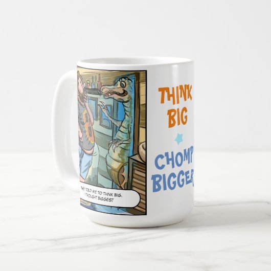 T-Rex Reflectie: Denk Grote Chomp Groter Koffiemok (Voorkant links)