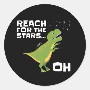 T-Rex reikt naar de sterren Functie korte armen Ronde Sticker