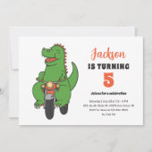 T-Rex Riding Bike Cute Kinder Dinosaur Birthday Kaart (Voorkant)