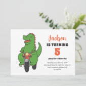 T-Rex Riding Bike Cute Kinder Dinosaur Birthday Kaart (Staand voorkant)