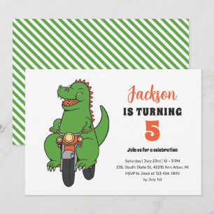 T-Rex Riding Bike Cute Kinder Dinosaur Birthday Kaart