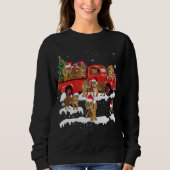 T-rex Riding Rode Vrachtwagen Kerstboom Believe Sa Trui (Voorkant)