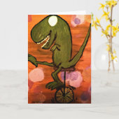 T-Rex rijdt op eenwieler Kaart (Gele Bloem)