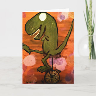 T-Rex rijdt op eenwieler Kaart