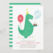 T Rex Roar Birthday - uitnodiging (Voorkant / Achterkant)