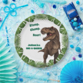 T-Rex Roar Dinosaur Birthday Paper Plates Papieren Bordje (Feest)