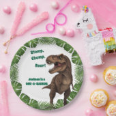 T-Rex Roar Dinosaur Birthday Paper Plates Papieren Bordje (Feest)