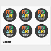T-Rex Roar Dinosaur Birthday Party Dank u Ronde Sticker (Vel)