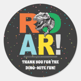 T-Rex Roar Dinosaur Birthday Party Dank u Ronde Sticker