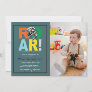 T-Rex-roar   Dinosaur Birthday Party Photo Invite