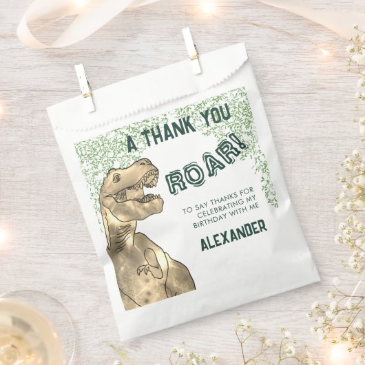 T-Rex Roar Dinosaurus Dank u Verjaardagsfeest Bedankzakje (Geknipt)