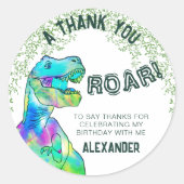 T-Rex Roar Dinosaurus Party Dank u Ronde Sticker (Voorkant)