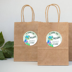 T-Rex Roar Dinosaurus Party Dank u Ronde Sticker