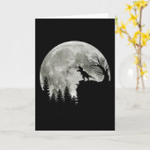t-rex roar on mountain halloween moon kaart (Gele Bloem)