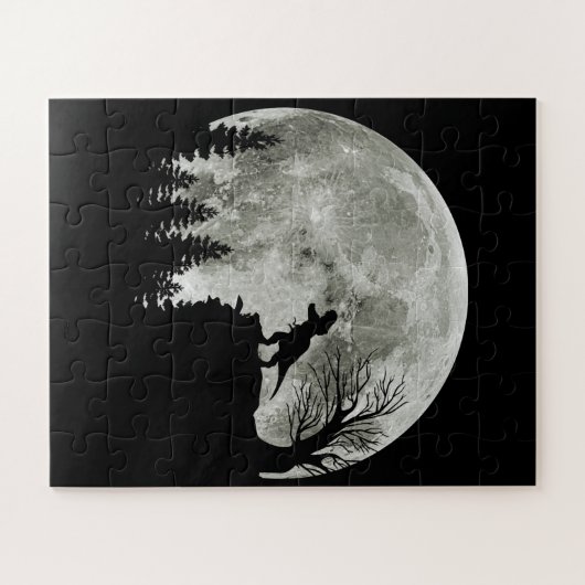 T-rex roar op mountain Halloween Moon Gift Legpuzzel (Horizontaal)