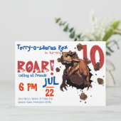 T-Rex Roar! voor grotere jongens & meisjes, verjaa Kaart (Staand voorkant)