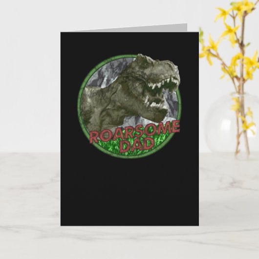 T-rex Roarsome Dad Retro Kaart (Gele Bloem)