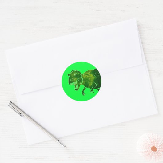 T-Rex Ronde Sticker (Envelop)