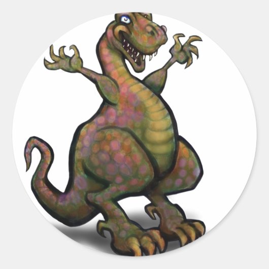 T-Rex Ronde Sticker (Voorkant)
