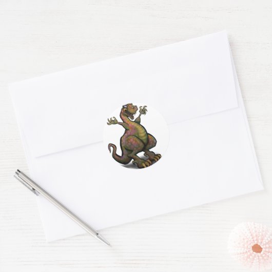 T-Rex Ronde Sticker (Envelop)