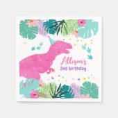 T-Rex Roze Dinosaurus Meisje Dino Prehistorische V Servet (Voorkant)