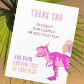 T-Rex Roze Dinosaurus Verjaardag Volledig bewerkba