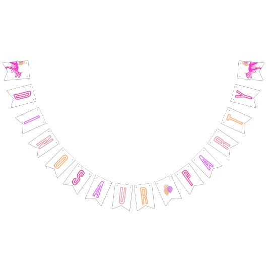 T-Rex Roze Leuke Verjaardag Jurassic Dinosaur Part Vlaggetjes (Alle)