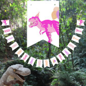 T-Rex Roze Leuke Verjaardag Jurassic Dinosaur Part Vlaggetjes